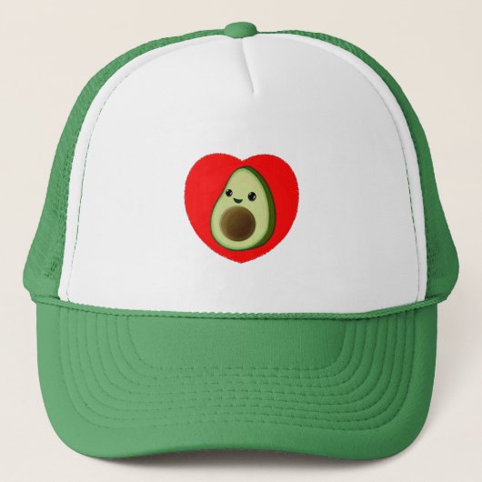 Cute Baby Cartoon Avocado in Red Heart Trucker Pet (Voorkant)