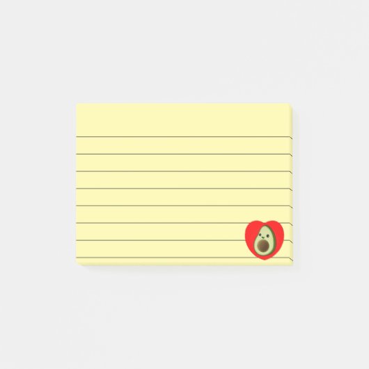 Cute Baby Cartoon Avocado in rood hart, met een ge Post-it® Notes (Voorkant)