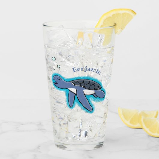 Cute baby cartoon zee glas (Achterkant ijs)