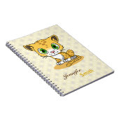 Cute baby cat leopard cartoon name kinder notebook notitieboek (Rechterzijde)