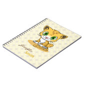 Cute baby cat leopard cartoon name kinder notebook notitieboek (Linkerzijde)
