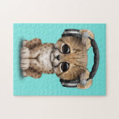 Cute Baby Cheetah Dj met hoofdtelefoon Legpuzzel (Horizontaal)