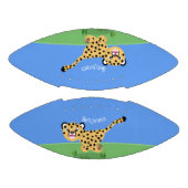 Cute baby cheetah draaiende cartoon illustratie american football (Panelen)