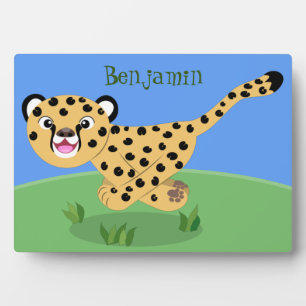 Cute baby cheetah draaiende cartoon illustratie fotoplaat