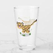 Cute baby cheetah draaiende cartoon illustratie glas (Achterkant)