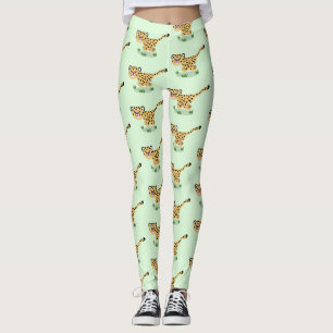 Cute baby cheetah draaiende cartoon illustratie leggings