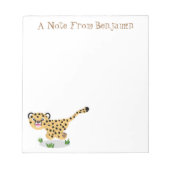 Cute baby cheetah draaiende cartoon illustratie notitieblok (Voorkant)