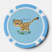 Cute baby cheetah draaiende cartoon illustratie poker chips (Achterkant)