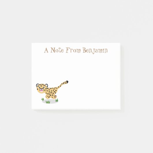 Cute baby cheetah draaiende cartoon illustratie post-it® notes (Voorkant)