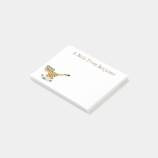 Cute baby cheetah draaiende cartoon illustratie post-it® notes (Schuin)