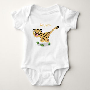 Cute baby cheetah draaiende cartoon illustratie romper