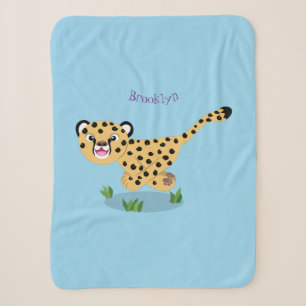 Cute baby cheetah draaiende cartoon illustratie sherpa deken