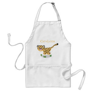 Cute baby cheetah draaiende cartoon illustratie standaard schort