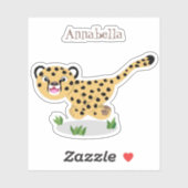 Cute baby cheetah draaiende cartoon illustratie sticker (Vel)