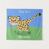 Cute baby cheetah draaiende cartoon illustratie wandkleed (Voorkant (horizontaal))