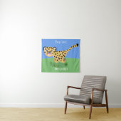 Cute baby cheetah draaiende cartoon illustratie wandkleed (In Situ (horizontaal))