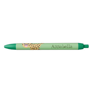 Cute baby cheetah draaiende cartoon illustratie zwarte inkt pen