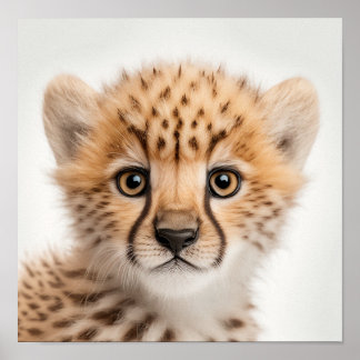 Cute Baby Cheetah Portrait | Vierkant 1:1 Poster
