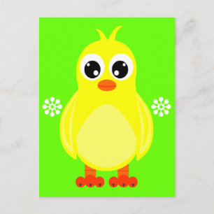 Cute Baby Chick Cartoon Briefkaart