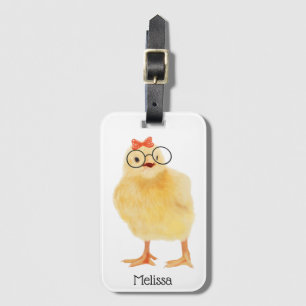 Cute Baby Chick met bril Bagagelabel