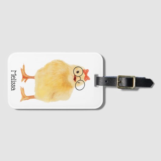 Cute Baby Chick met bril Bagagelabel (Voorkant (horizontaal))