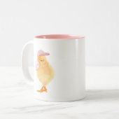 Cute Baby Chick met Bubblegum Tweekleurige Koffiemok (Voorkant links)