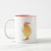 Cute Baby Chick met Bubblegum Tweekleurige Koffiemok (Links)