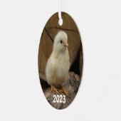 Cute Baby Chick Metalen Ornament (Voorkant links)