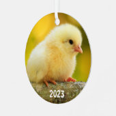 Cute Baby Chick Metalen Ornament (Voorkant links)