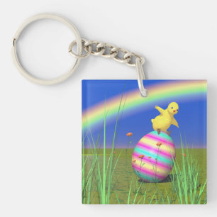 Cute Baby Chick on Easter Egg Sleutelhanger