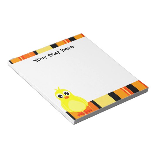 Cute Baby Chick - Oranje streep Notitieblok (Schuin)