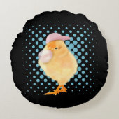 Cute Baby Chick Pink Bubblegum Rond Kussen (Voorkant)