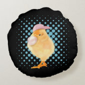 Cute Baby Chick Pink Bubblegum Rond Kussen (Achterkant)