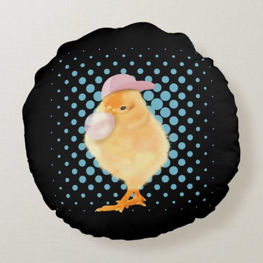 Cute Baby Chick Pink Bubblegum Rond Kussen (Achterkant)
