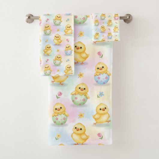 Cute Baby Chick Watercolor Easter Bad Handdoek (Insitu)