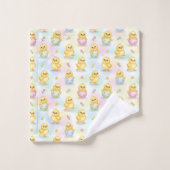 Cute Baby Chick Watercolor Easter Bad Handdoek (Wasdoekje)