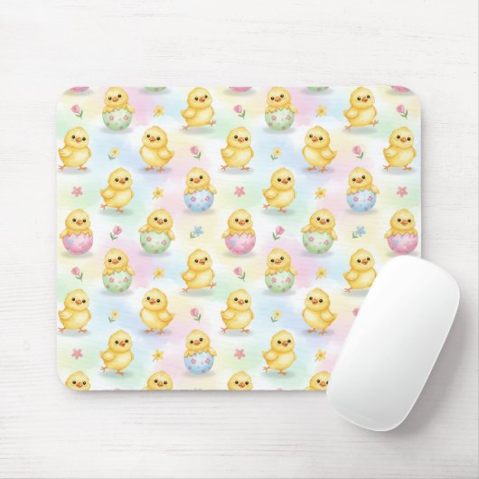 Cute Baby Chick Watercolor Easter Muismat (Met muis)