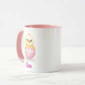 Cute Baby Chick Watercolor Easter Personalize Name Mok (Voorkant links)