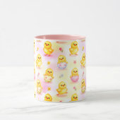 Cute Baby Chick Watercolor Easter Pink Pattern Mok (Midden)