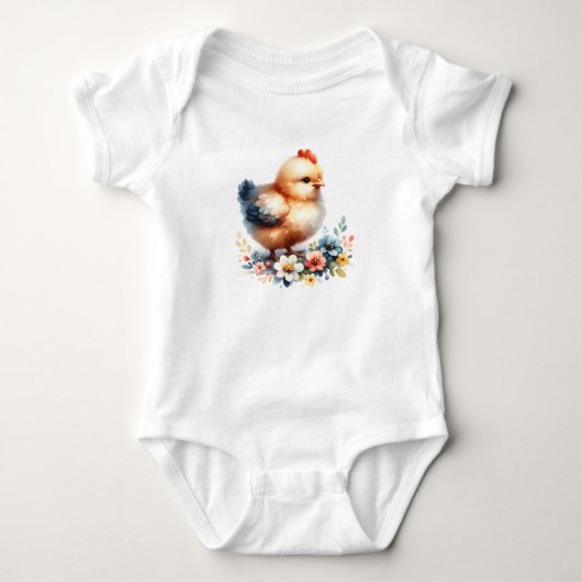 Cute Baby Chick with Flowers Romper (Voorkant)