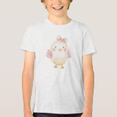 Cute Baby Chick with Pink Bow Illustration Tri-Blend Shirt (Voorkant)