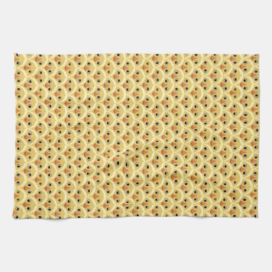 Cute Baby Chicken Pattern Yellow Kitchen Towel Theedoek (Horizontaal)