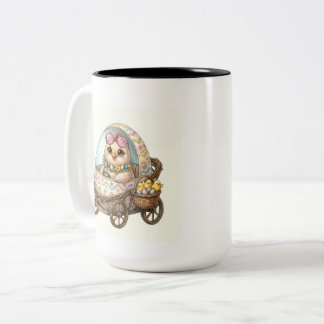 Cute Baby Chicks Family in a Stroller Mug Tweekleurige Koffiemok