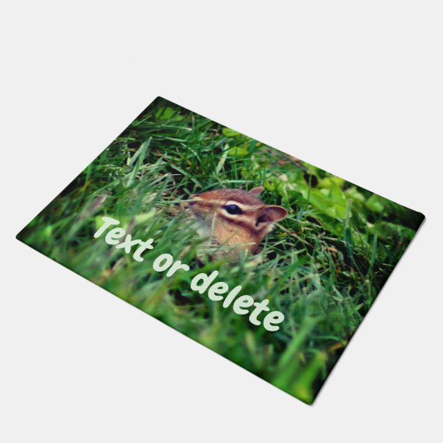 Cute Baby Chipmunk Peking Wildlife Personalized Deurmat (Schuin)