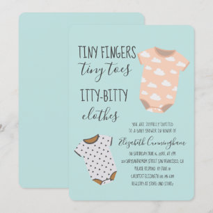Cute Baby Clothes Baby shower Party Invitation Kaart