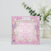 Cute Baby Clothes & Flowers Baby Girl Shower Kaart (Staand voorkant)