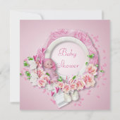 Cute Baby Clothes & Flowers Baby Girl Shower Kaart (Achterkant)