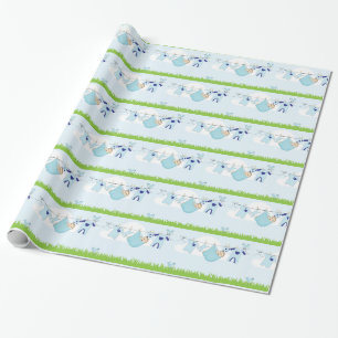 Cute Baby Clothes Line Cadeaupapier