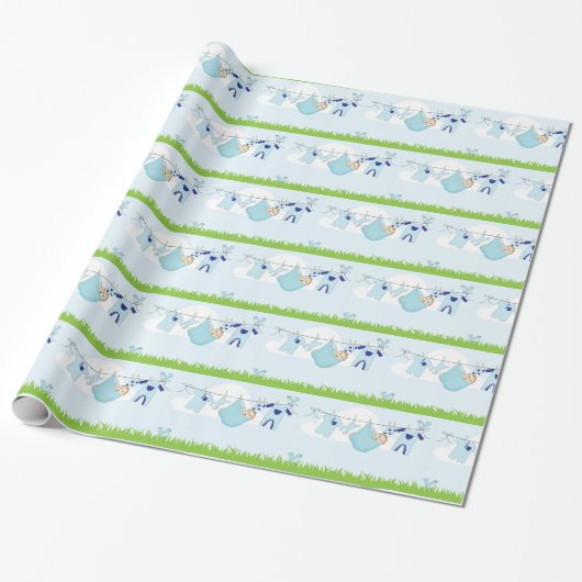 Cute Baby Clothes Line Cadeaupapier (Uitgerold)