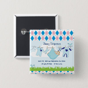 Cute Baby Clothes Line Vierkante Button 5,1 Cm